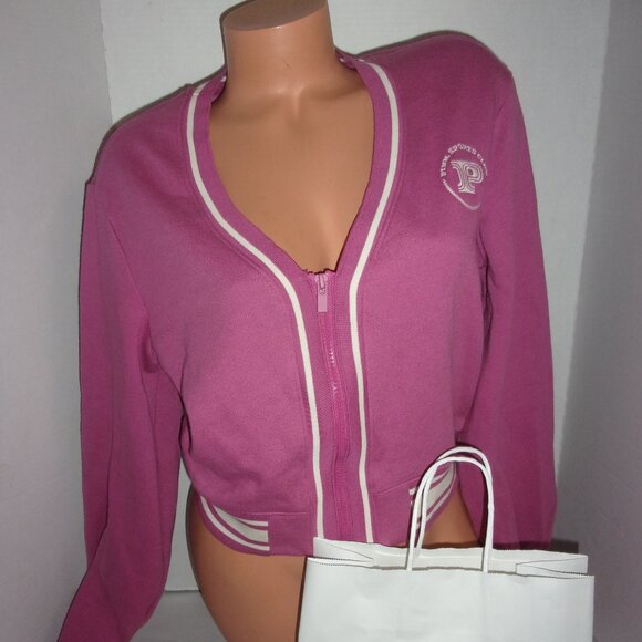 PINK Victoria's Secret Crop Sports Club Varsity Zip Jacket - Picture 4 of 5